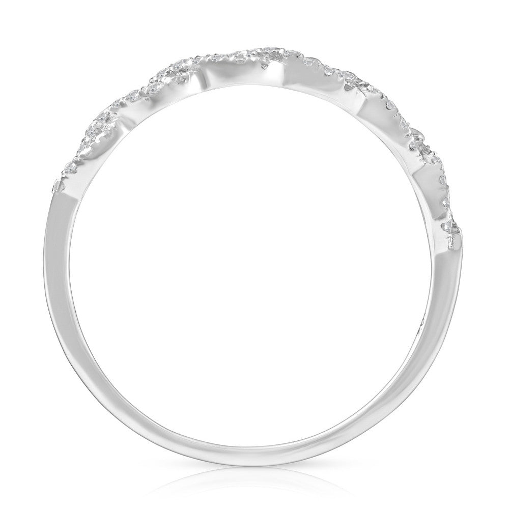 1/4 Carat (ctw) Round White Diamond Ladies Swirl Wedding Ring 10k White Gold