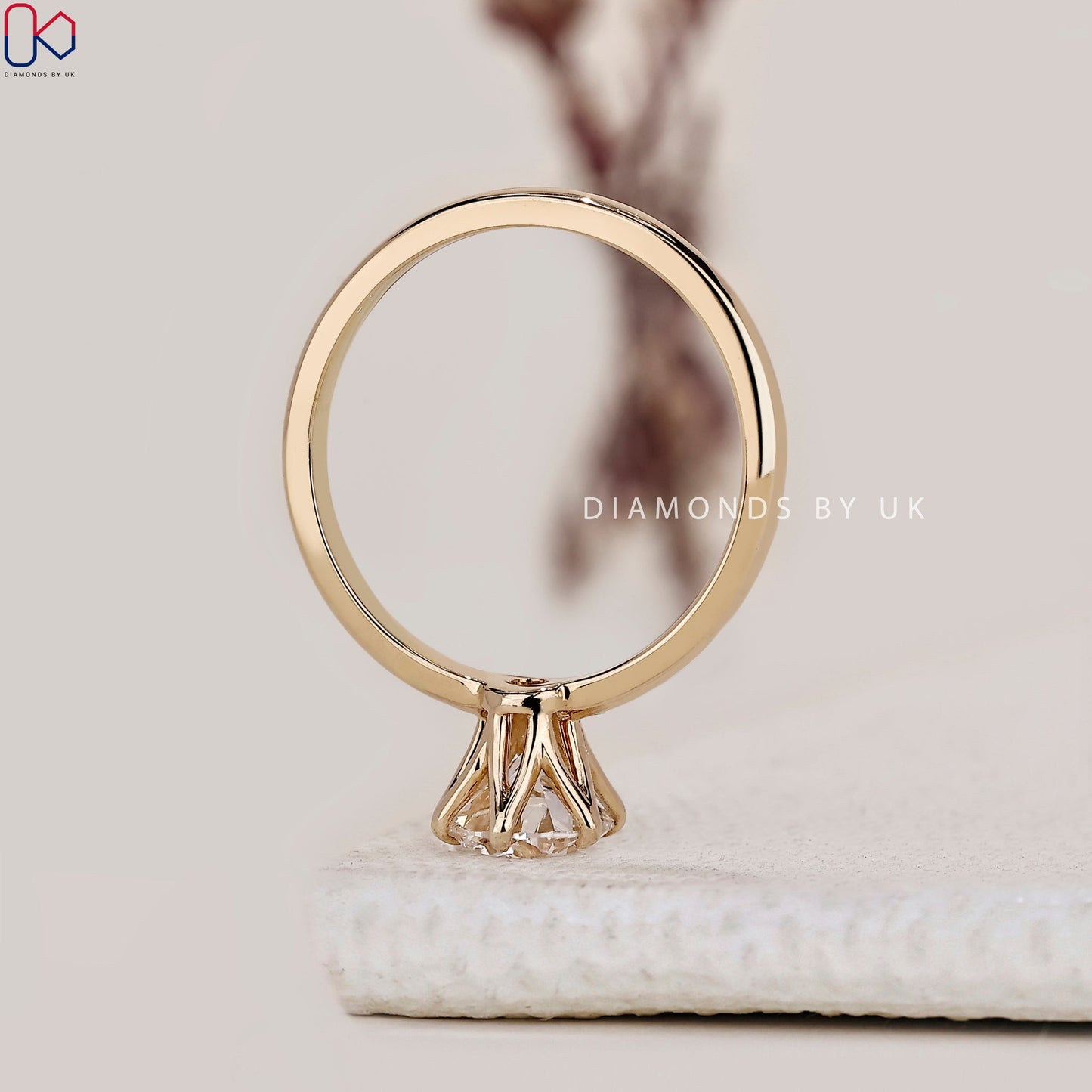 Round Cut Yellow Gold Solitaire Engagement Ring