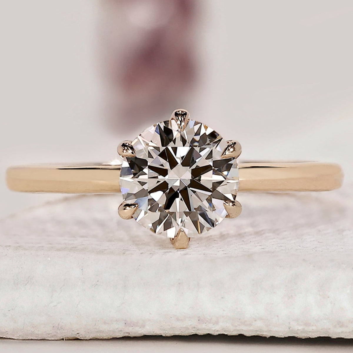 Round Cut Yellow Gold Solitaire Engagement Ring