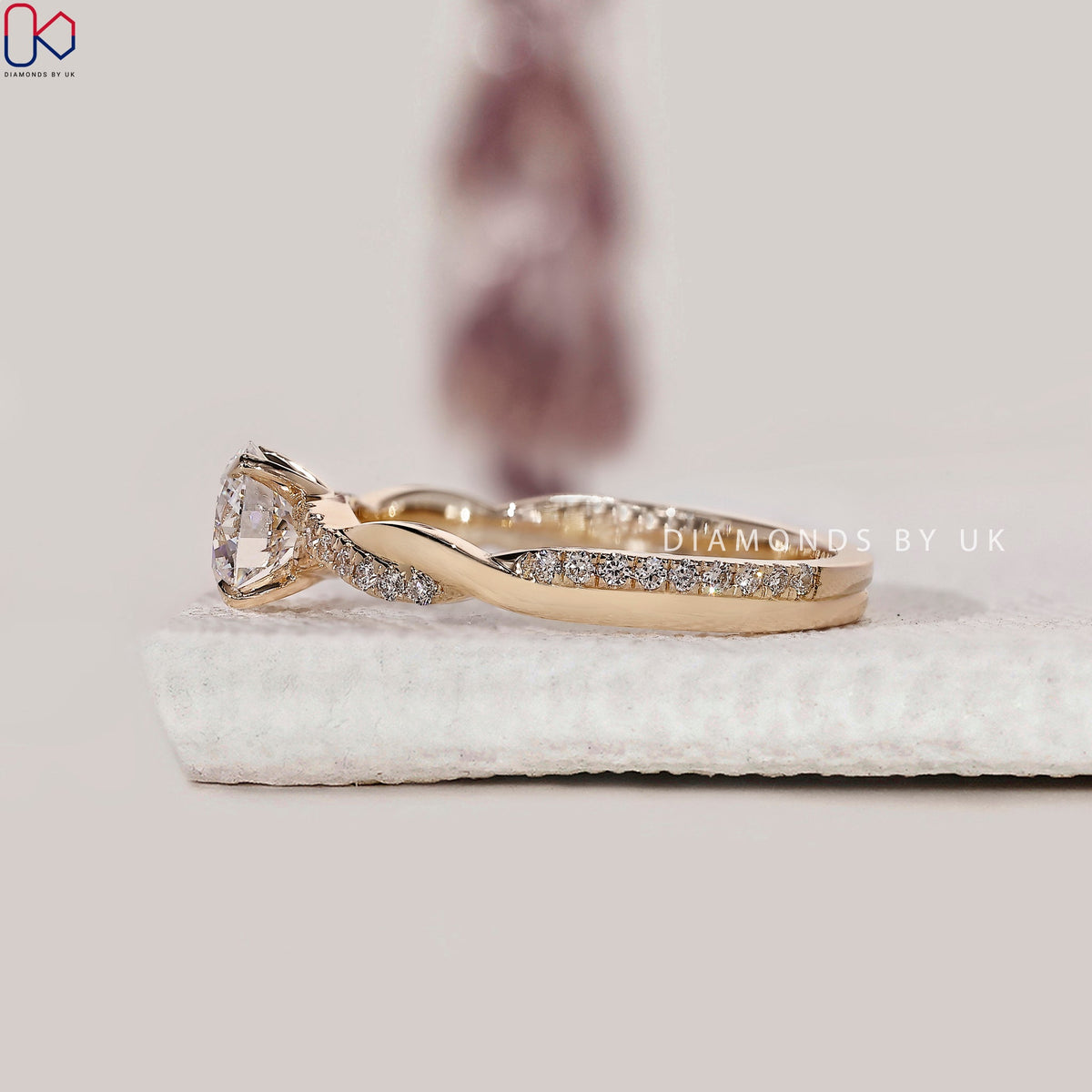 Twisted Pave Round Diamond Engagement Ring