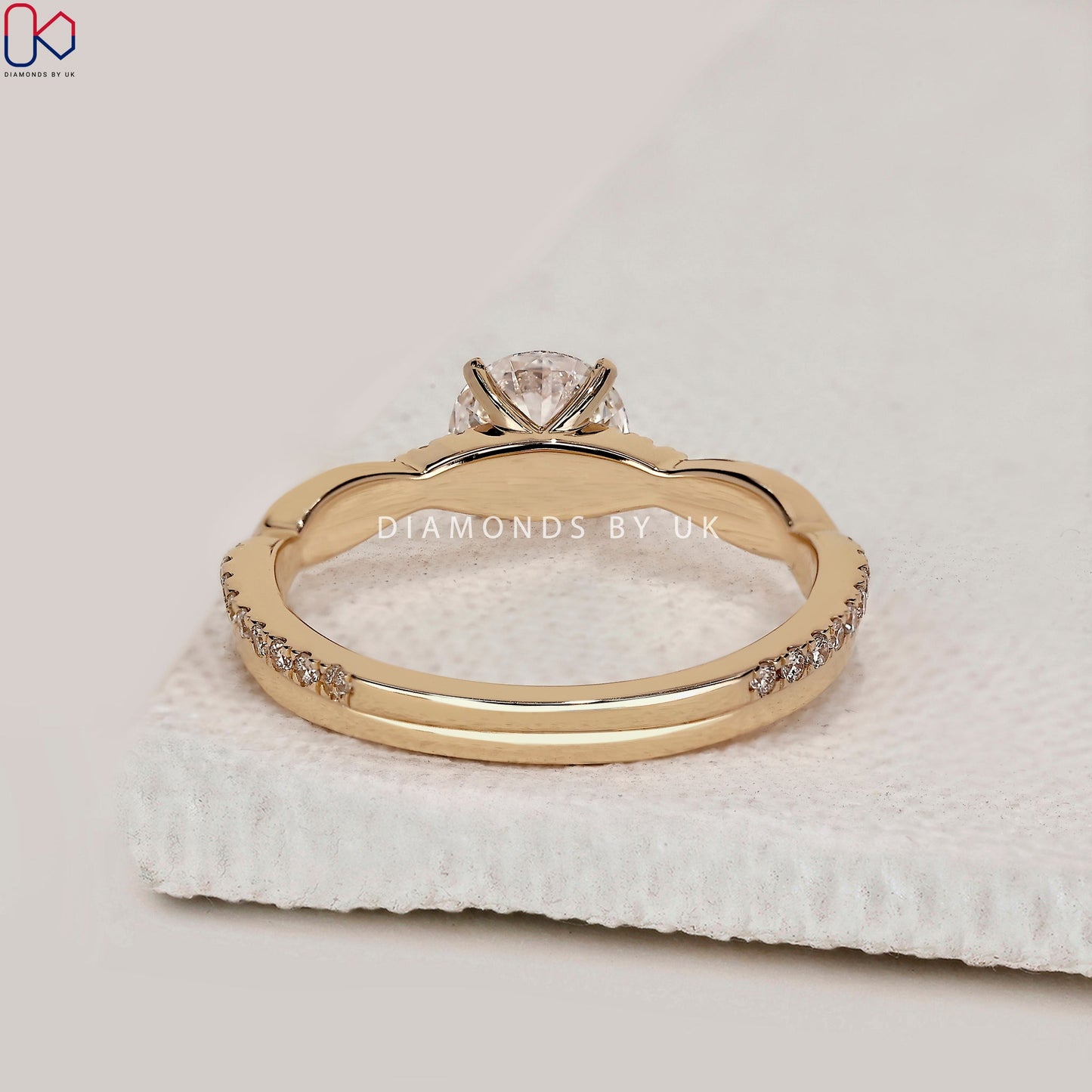 Twisted Pave Round Diamond Engagement Ring