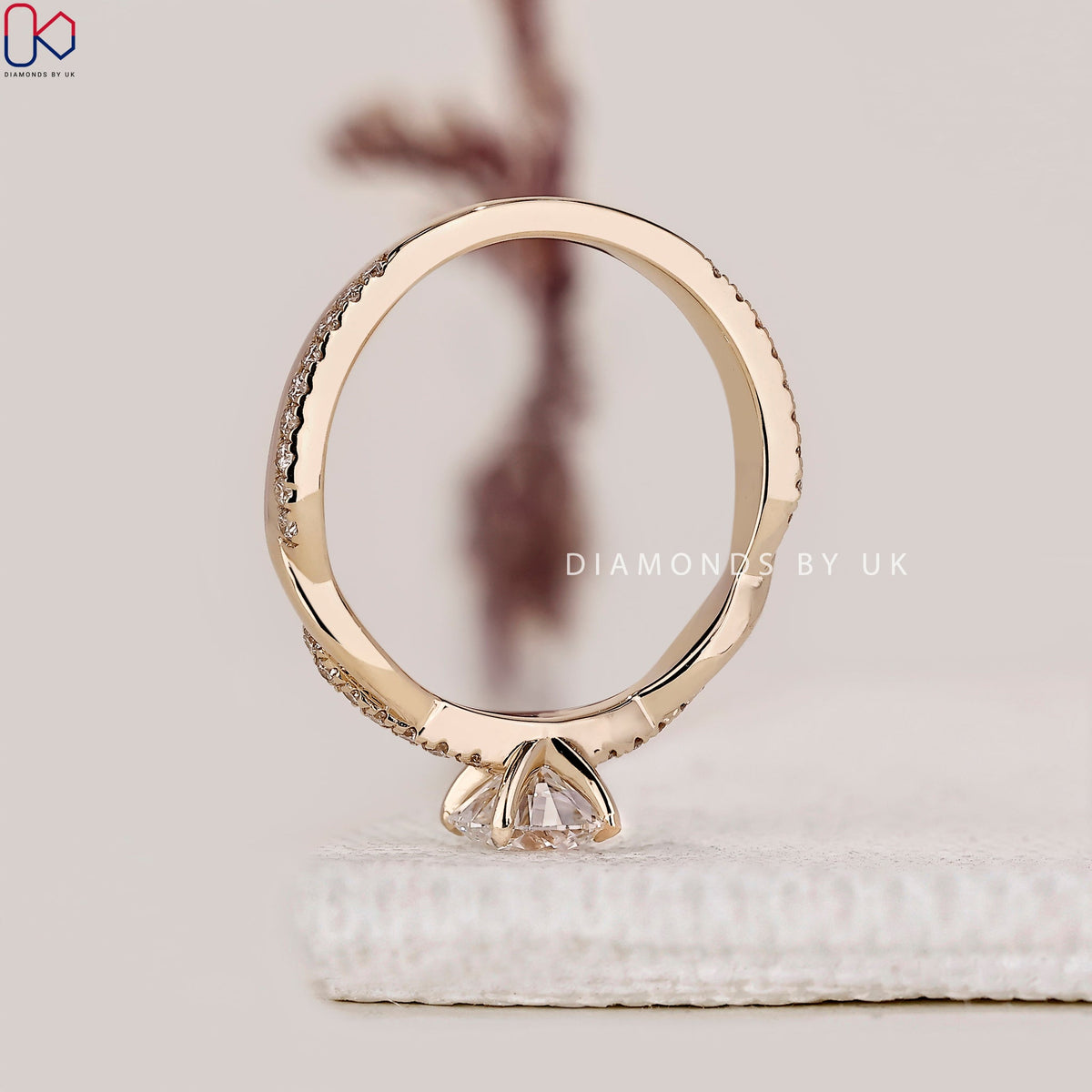Twisted Pave Round Diamond Engagement Ring