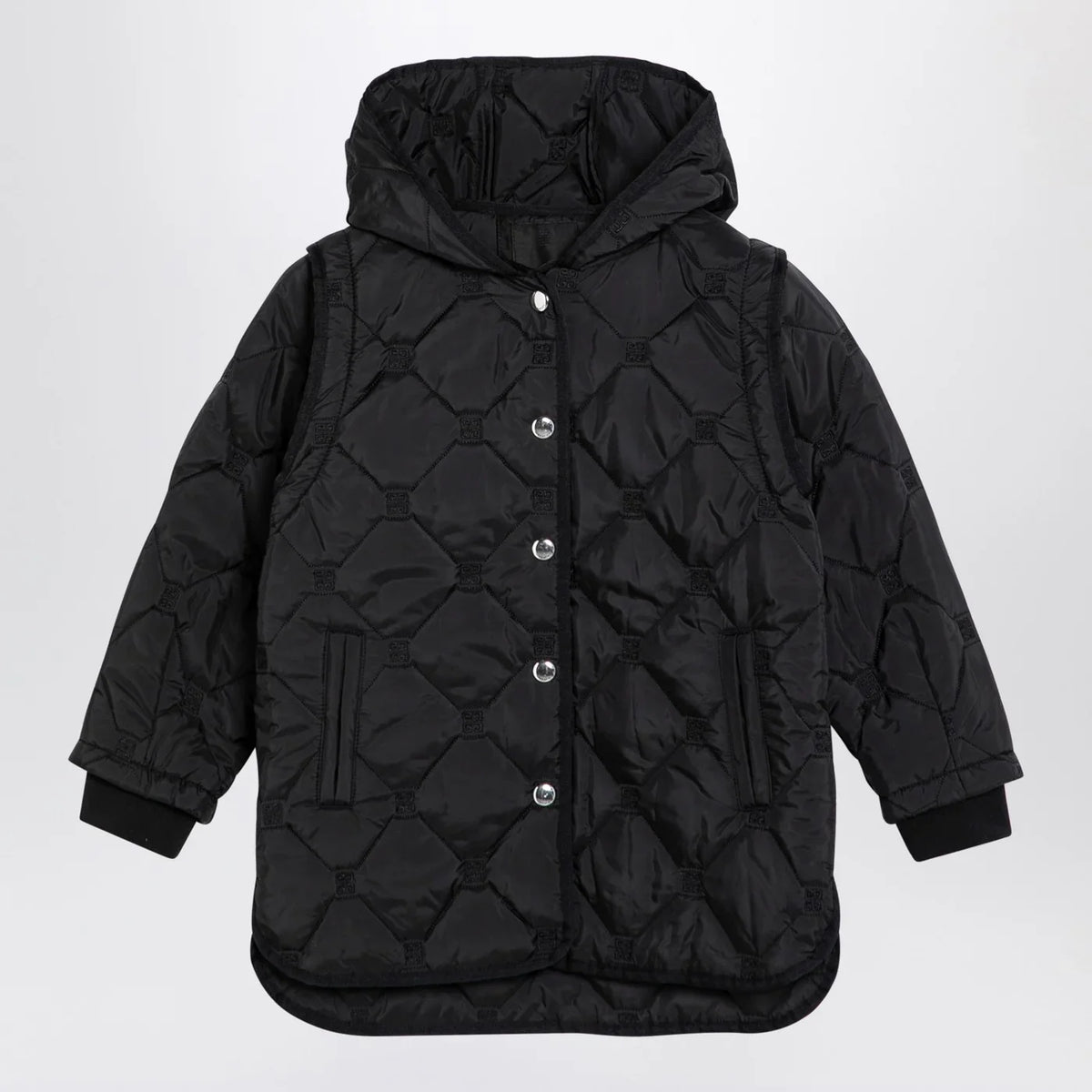 Givenchy - Black quilted parka with removable sleeves