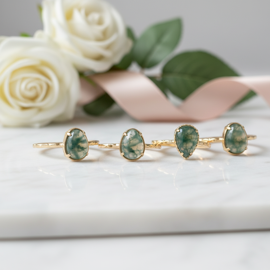 Natural Moss Agate Vintage Ring