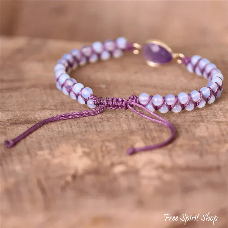Amethyst Teardrop Adjustable Bead Bracelet