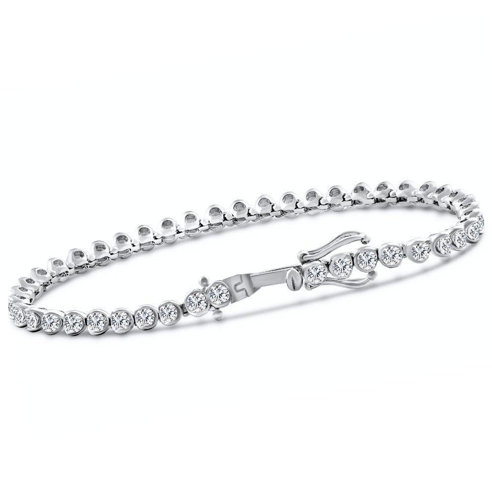 5Ct Diamond Half Bezel Tennis Bracelet 14k White or Yellow Gold 7" Lab Grown