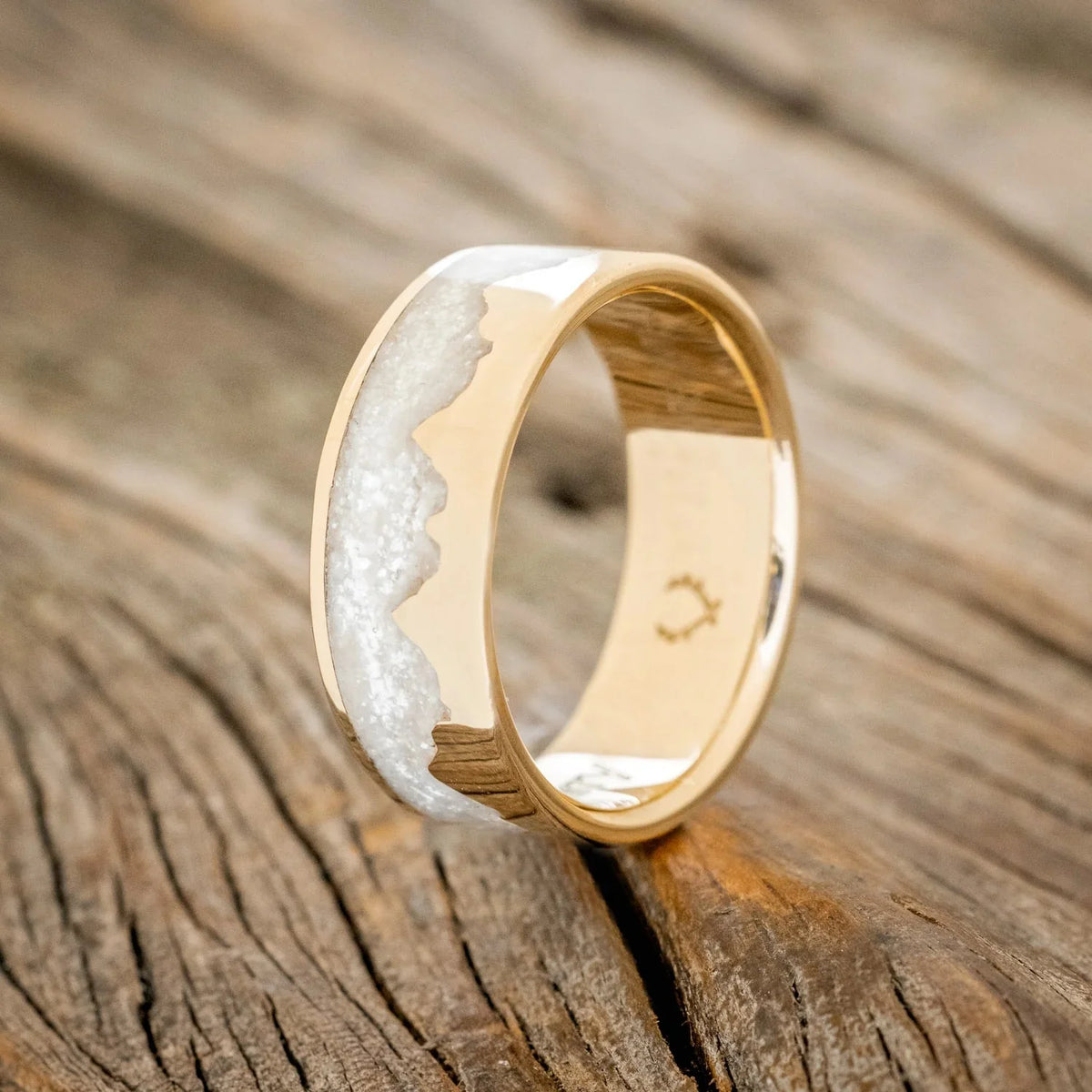 "Helios" - Diamond Dust & 14K Gold Mountain Range Wedding Ring - 14K Rose Gold (8mm) - Size 10 1/4