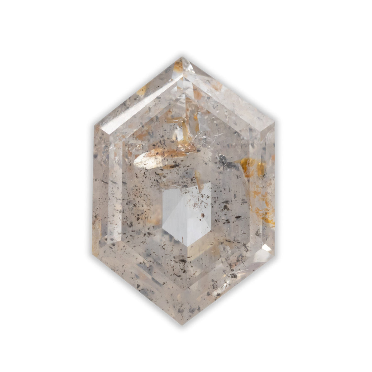 2.49ct 10.75x7.30x3.85mm Elongated Hexagon Cut Peach Salt & Pepper Diamond