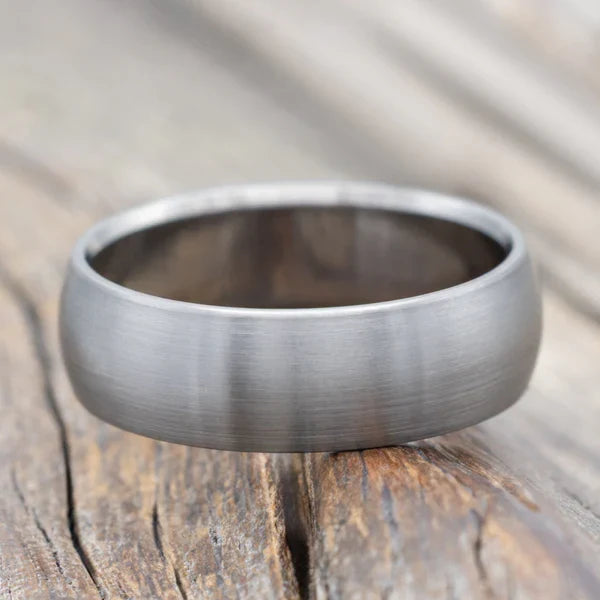 Domed Profile Wedding Band With Brushed Finish - Titanium (6mm) - Size 8