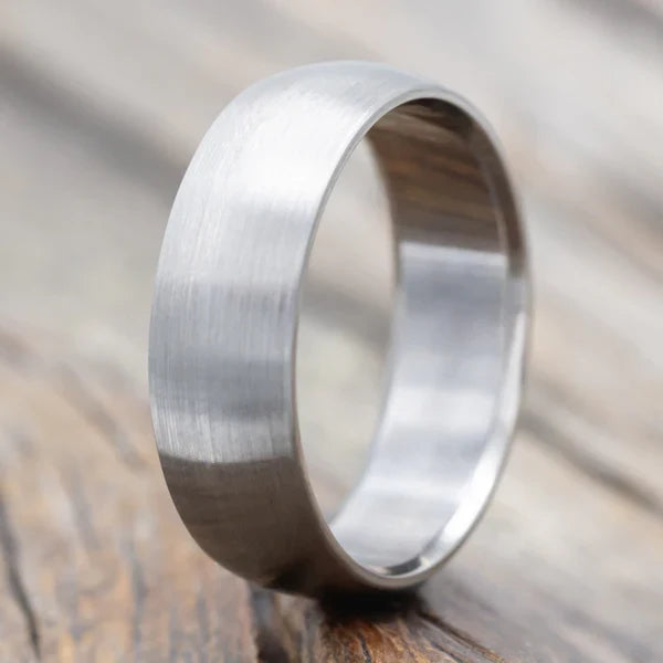Domed Profile Wedding Band With Brushed Finish - Titanium (6mm) - Size 8