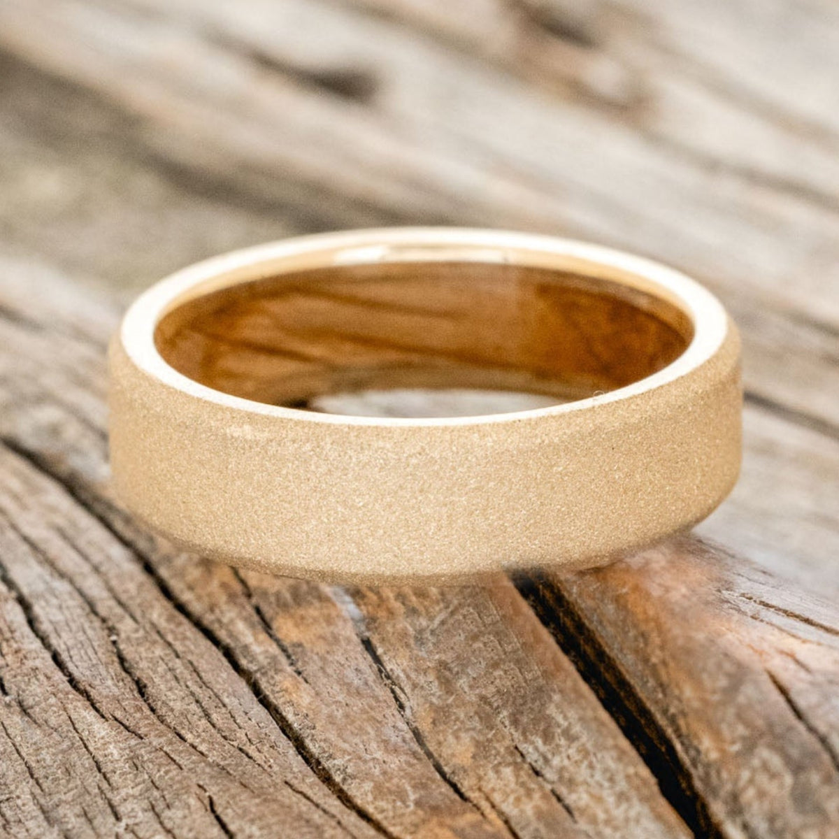 "Hyperion" - Whiskey Barrel Lined Wedding Band With Custom Finish