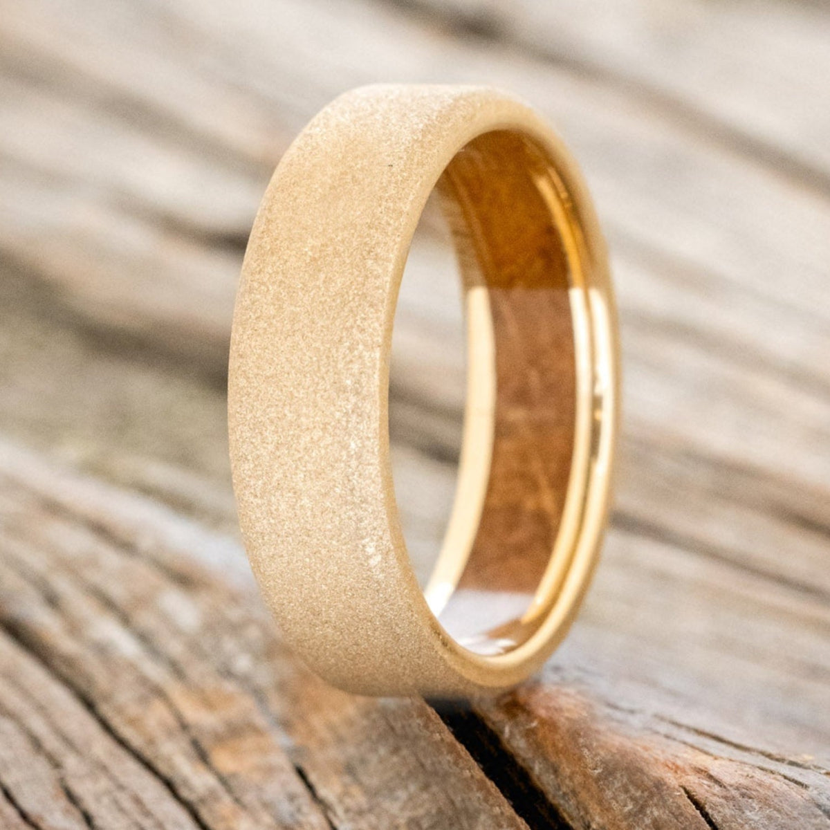 "Hyperion" - Whiskey Barrel Lined Wedding Band With Custom Finish