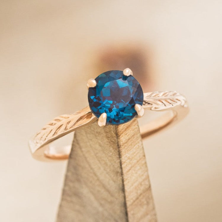 "Hope" - Lab-Grown Alexandrite Solitaire Engagement Ring With Feather Accents