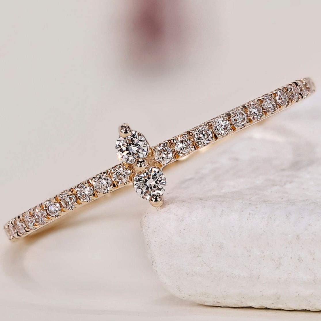 Yellow Gold Wedding Band - Round Diamonds