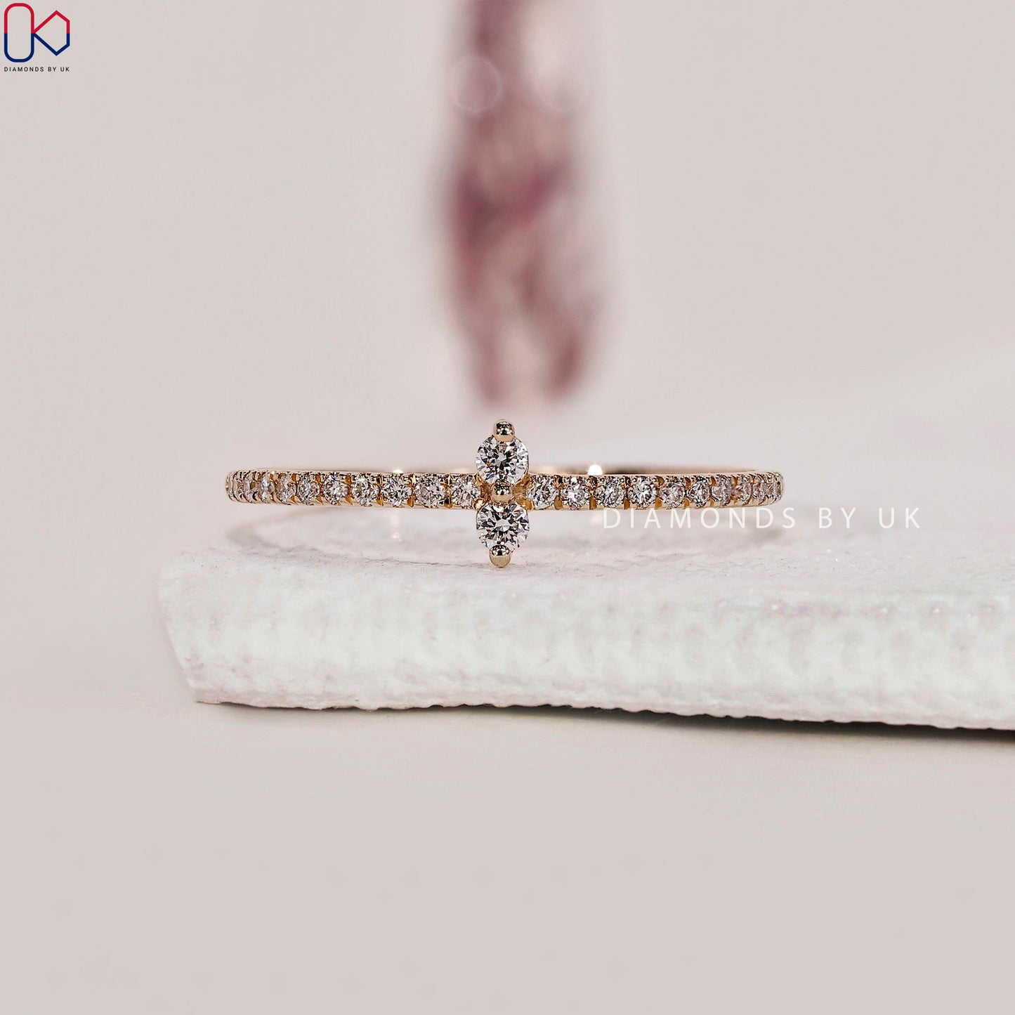 Yellow Gold Wedding Band - Round Diamonds