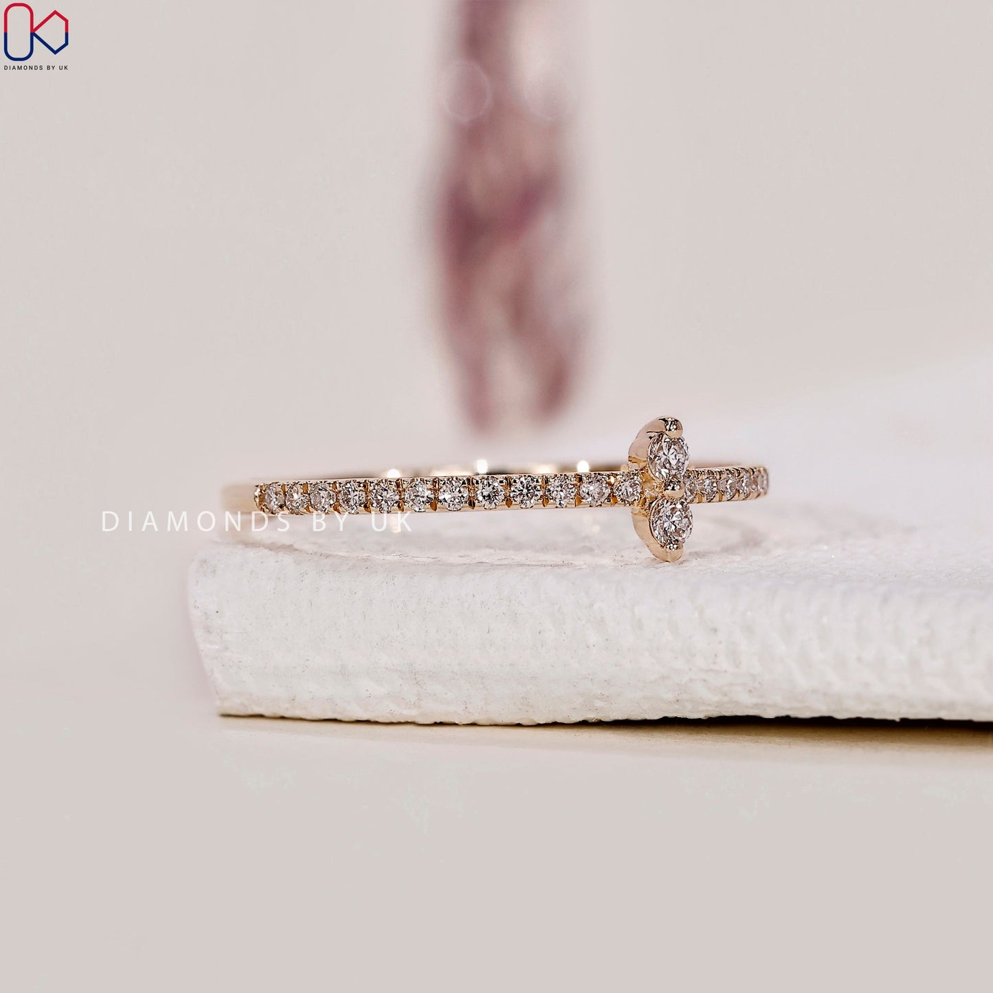 Yellow Gold Wedding Band - Round Diamonds