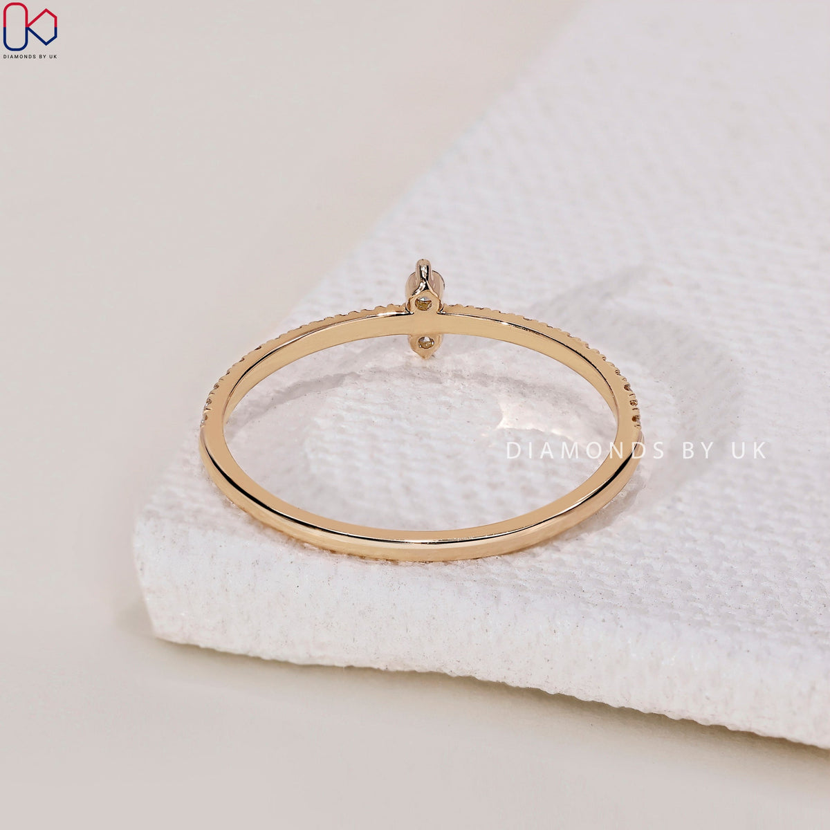 Yellow Gold Wedding Band - Round Diamonds
