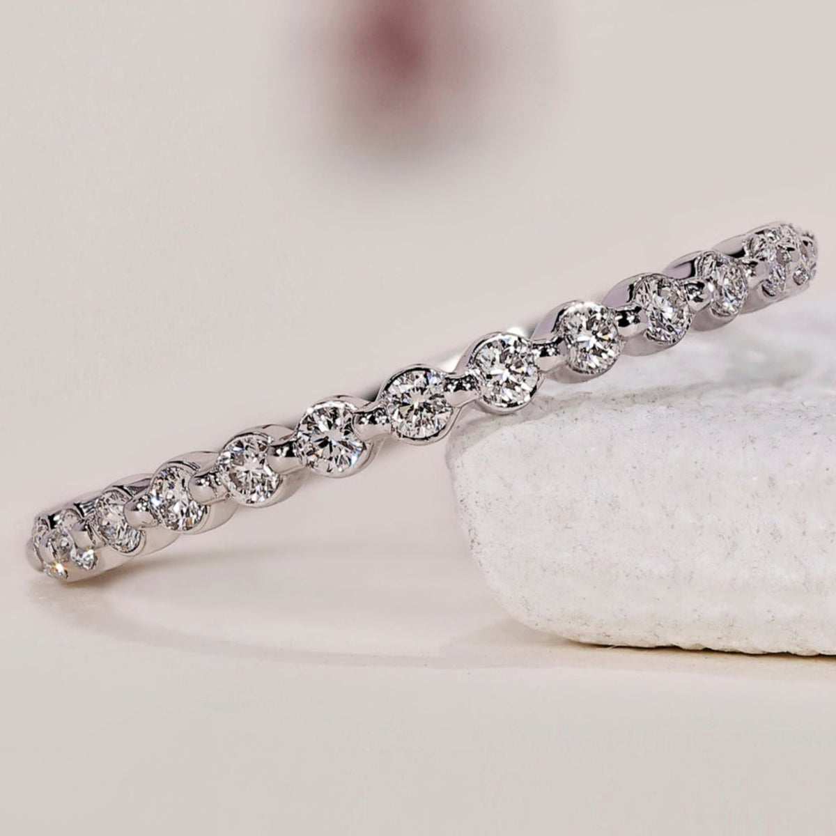 Round Diamond Wedding Band With Half Eternity