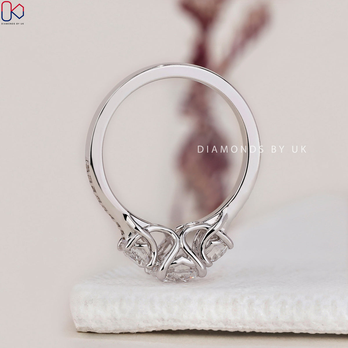 3 Stone Diamond Engagement Ring - Round Cut