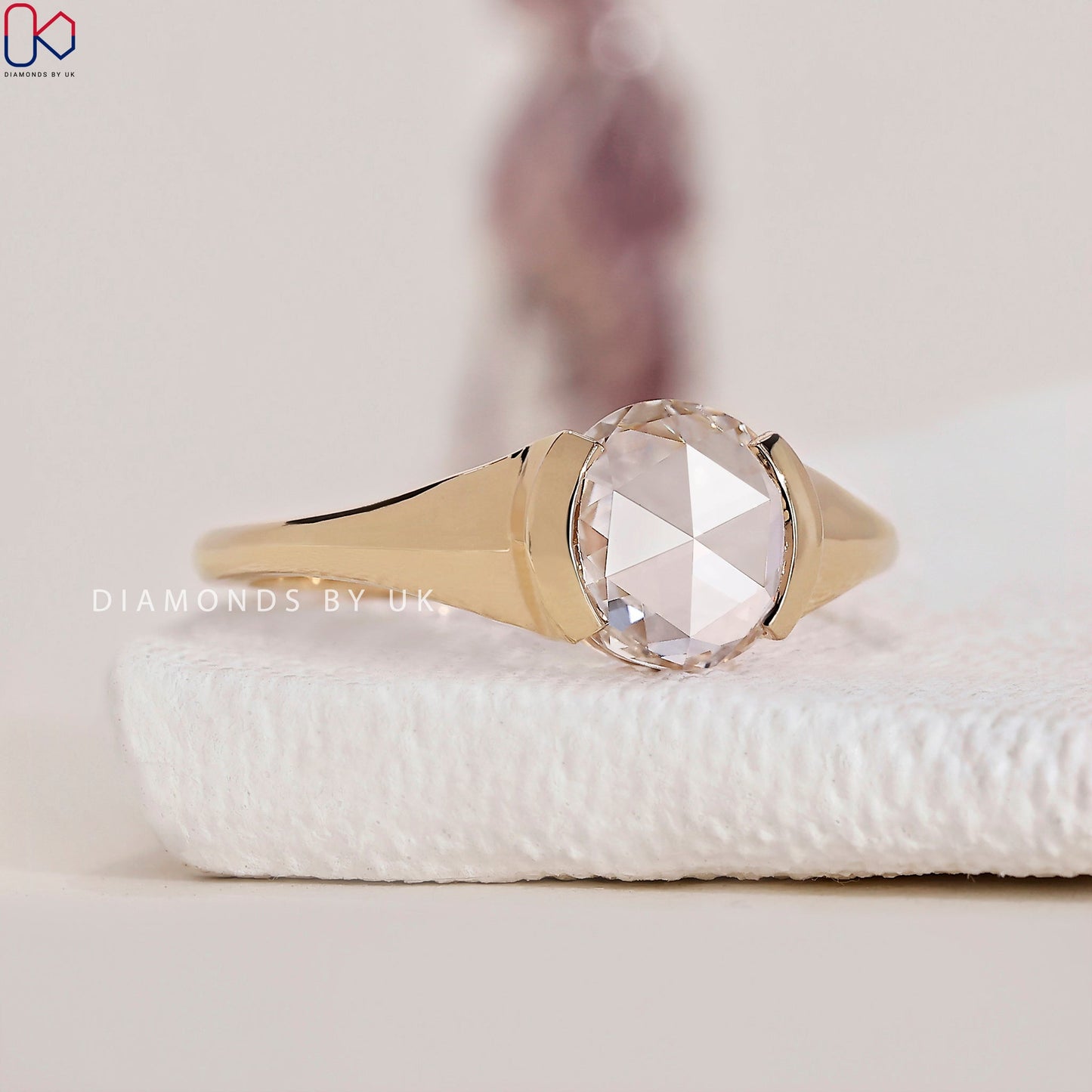 Half Bezel Rose Cut Diamond Ring