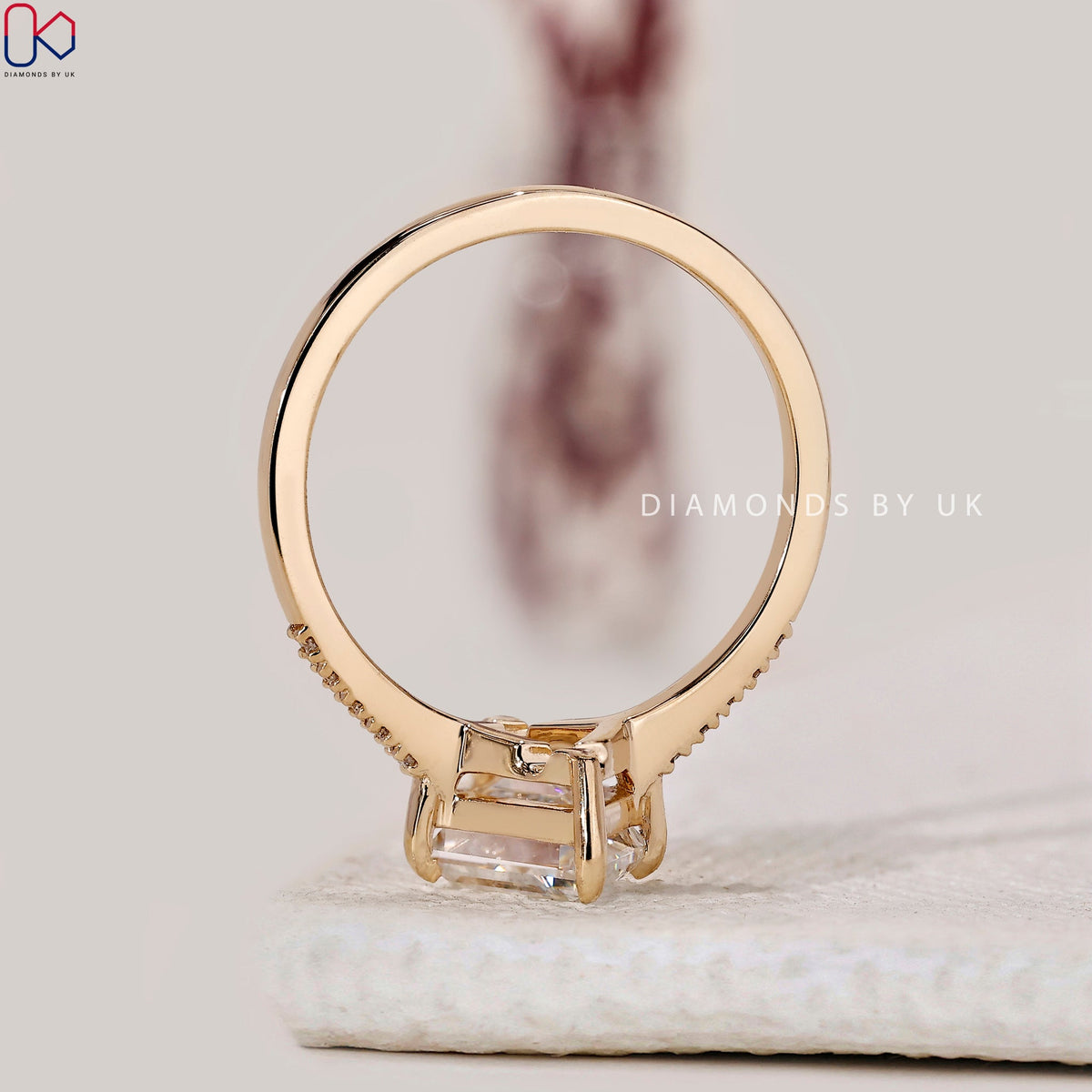 Lozenge Cut Diamond Ring With Compass prong