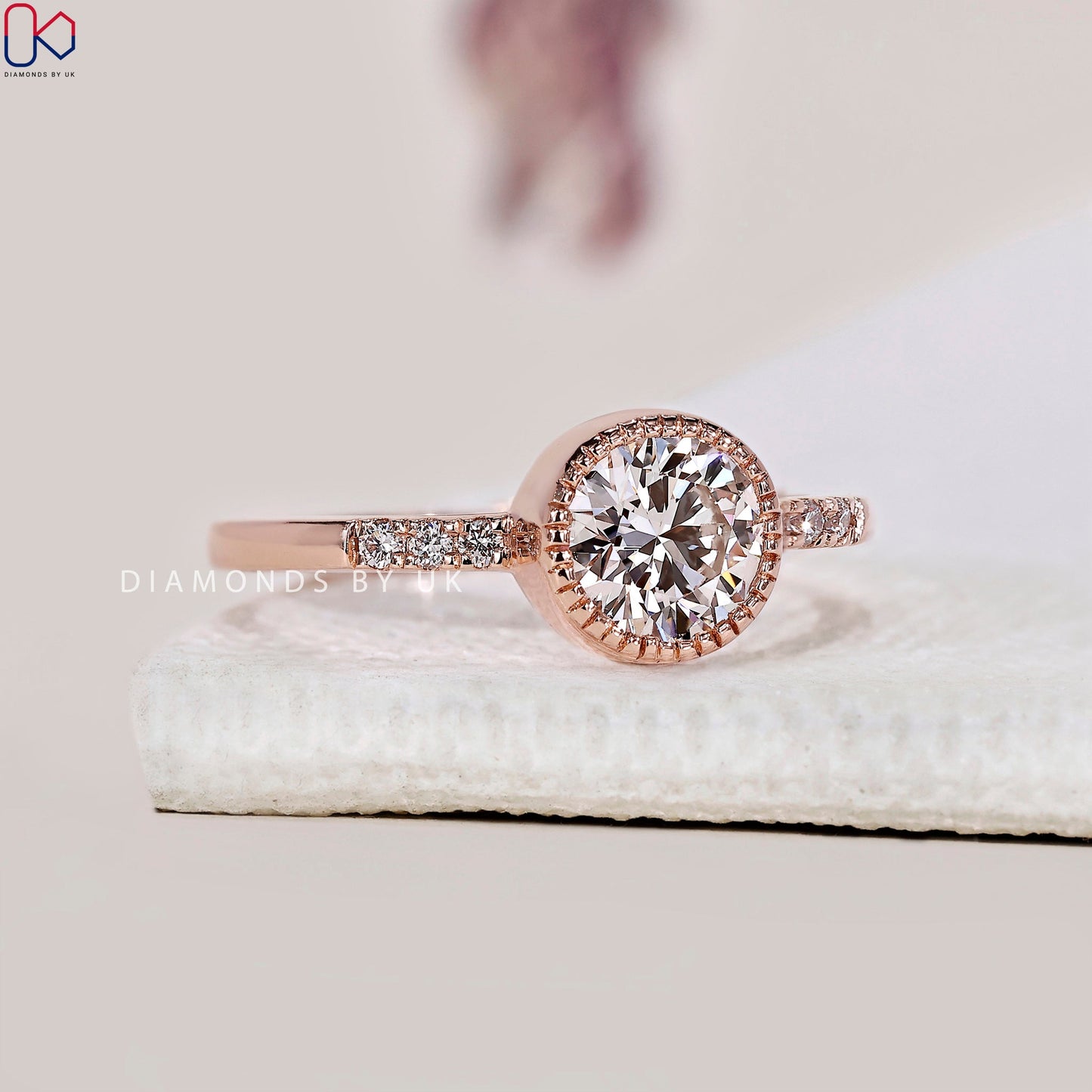 Round Diamond Milgrain Bezel Engagement Ring