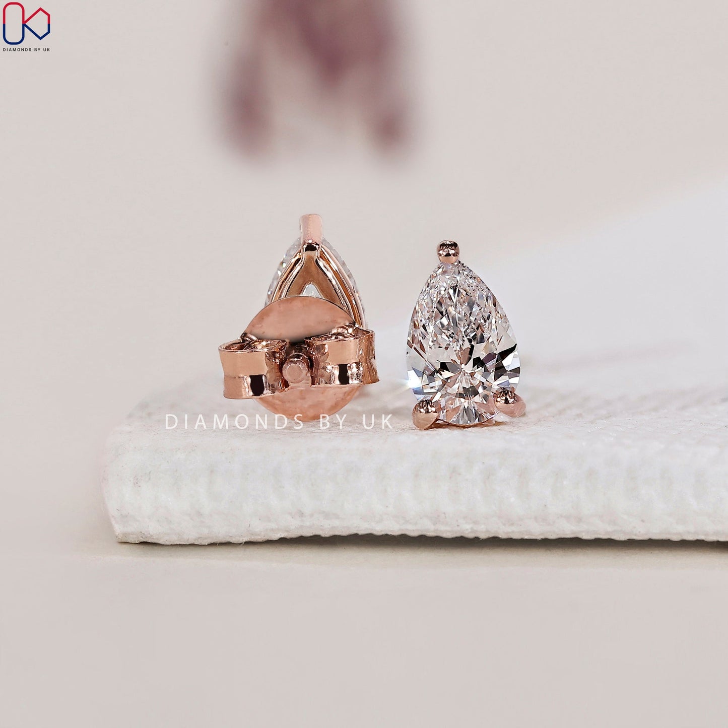 Pear Diamond Earrings - Rose Gold