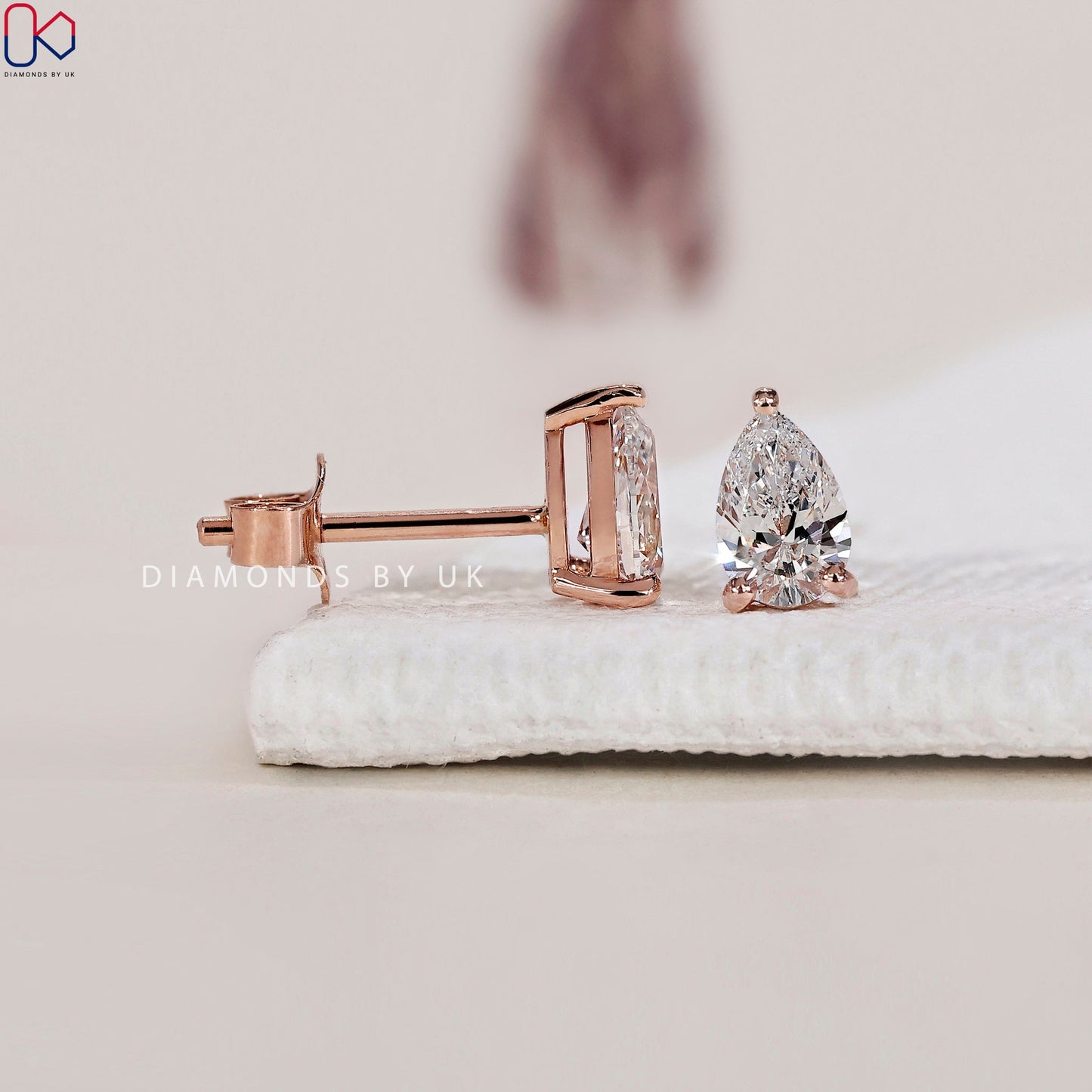 Pear Diamond Earrings - Rose Gold