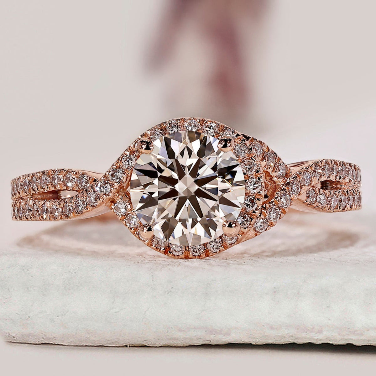 Rose Gold Engagement Ring In Round Diamond