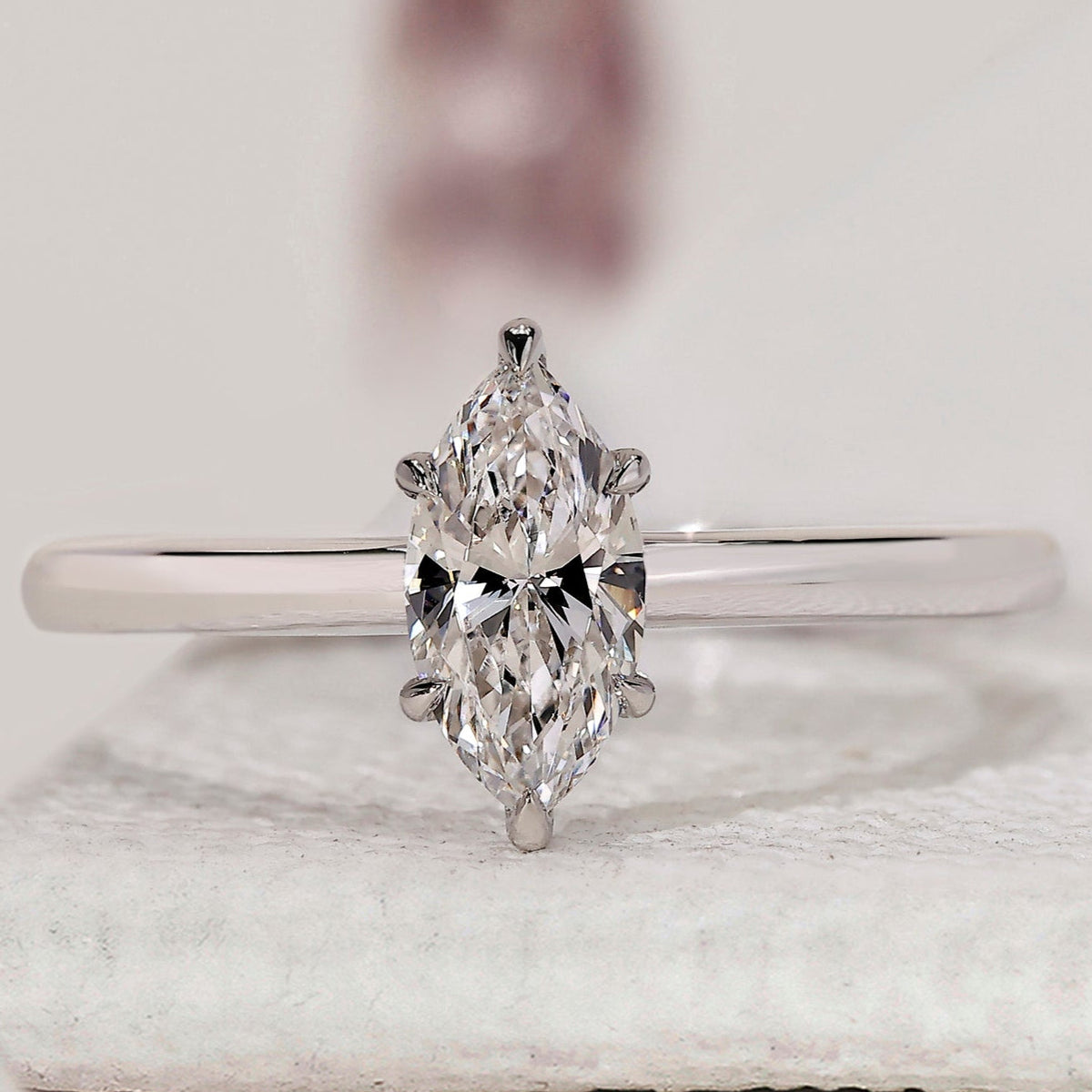 Solitaire Style Marquise Cut Engagement Ring