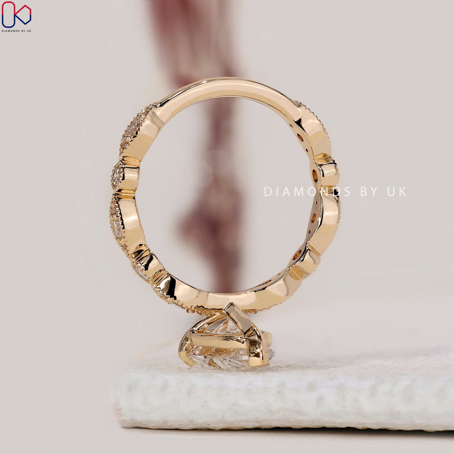 Pear Shape Engagement Ring With Milgrain Setting