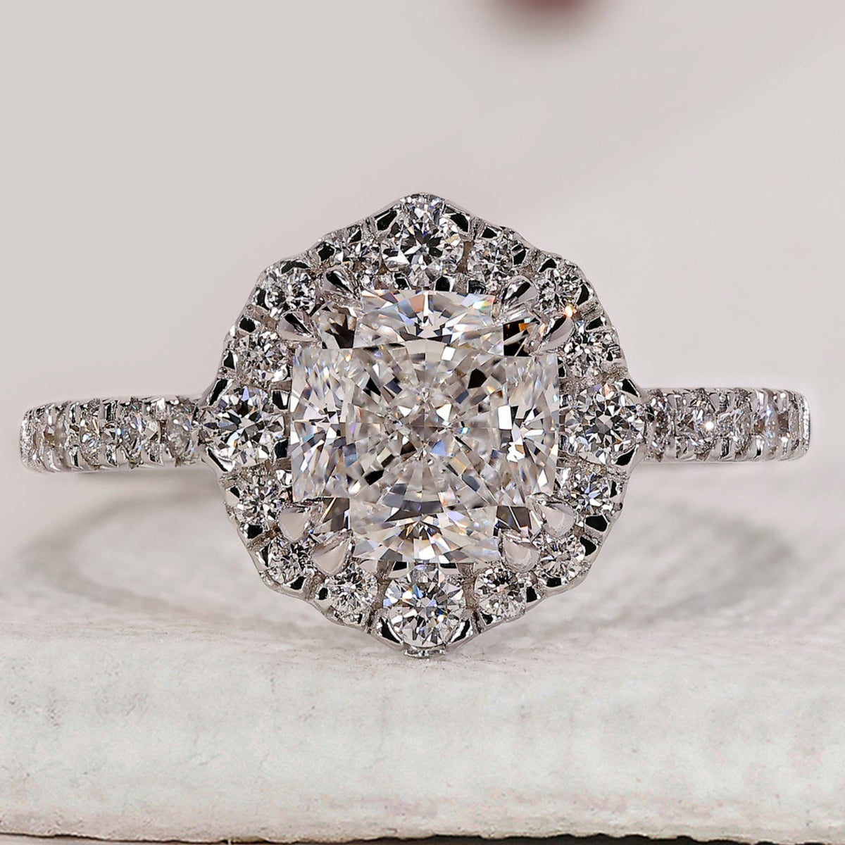 Cushion Cut Engagement Ring With Halo Style