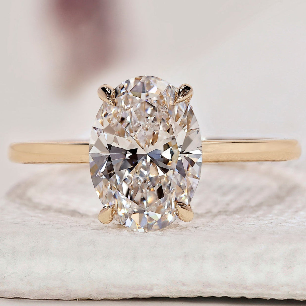 Oval Diamond Engagement Ring With Hidden Halo Style