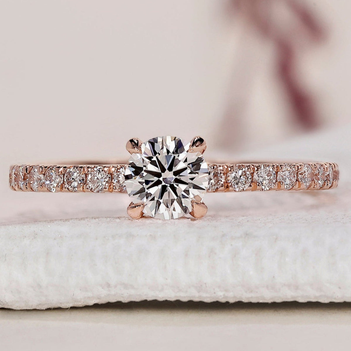 Round Cut Diamond Hidden Halo Ring