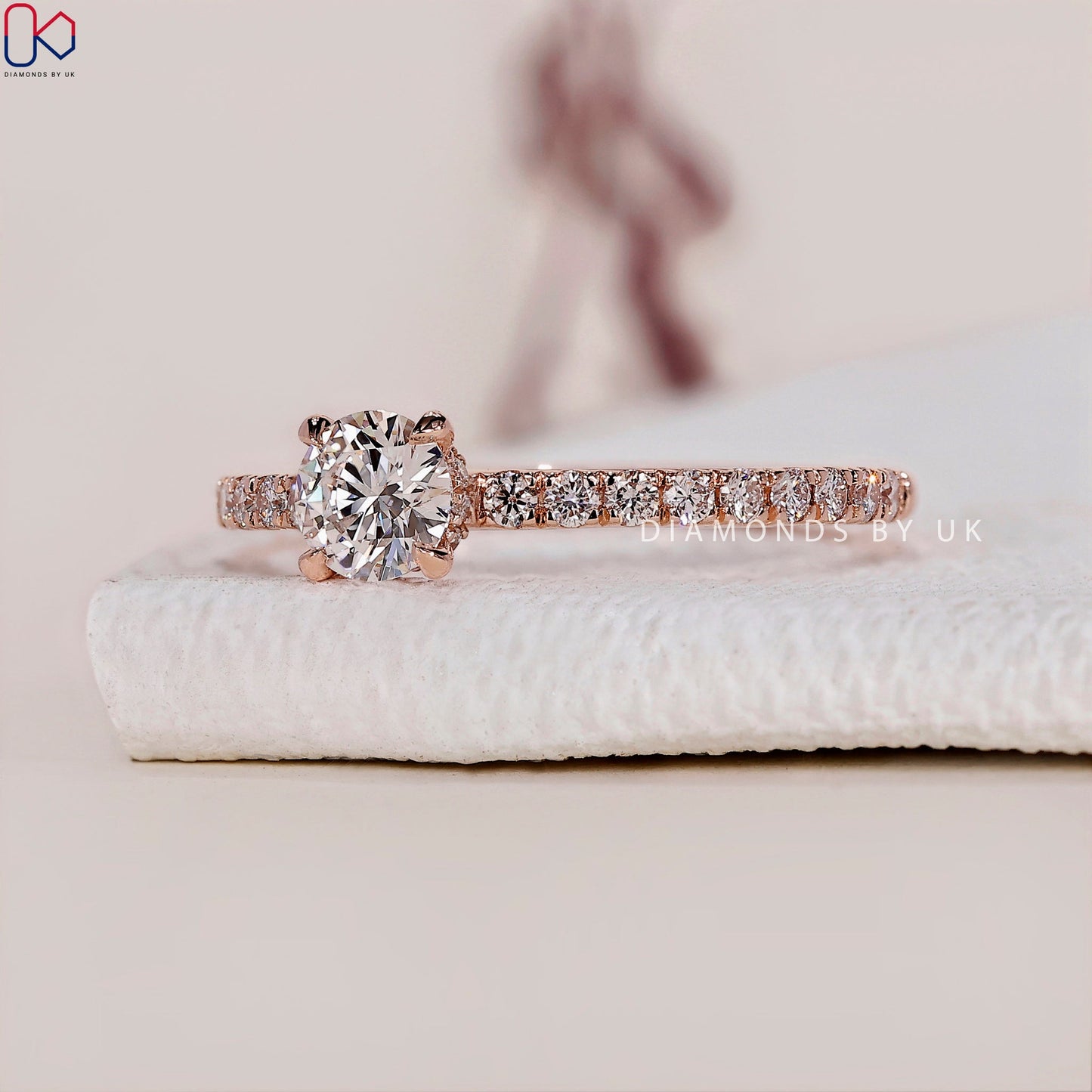 Round Cut Diamond Hidden Halo Ring