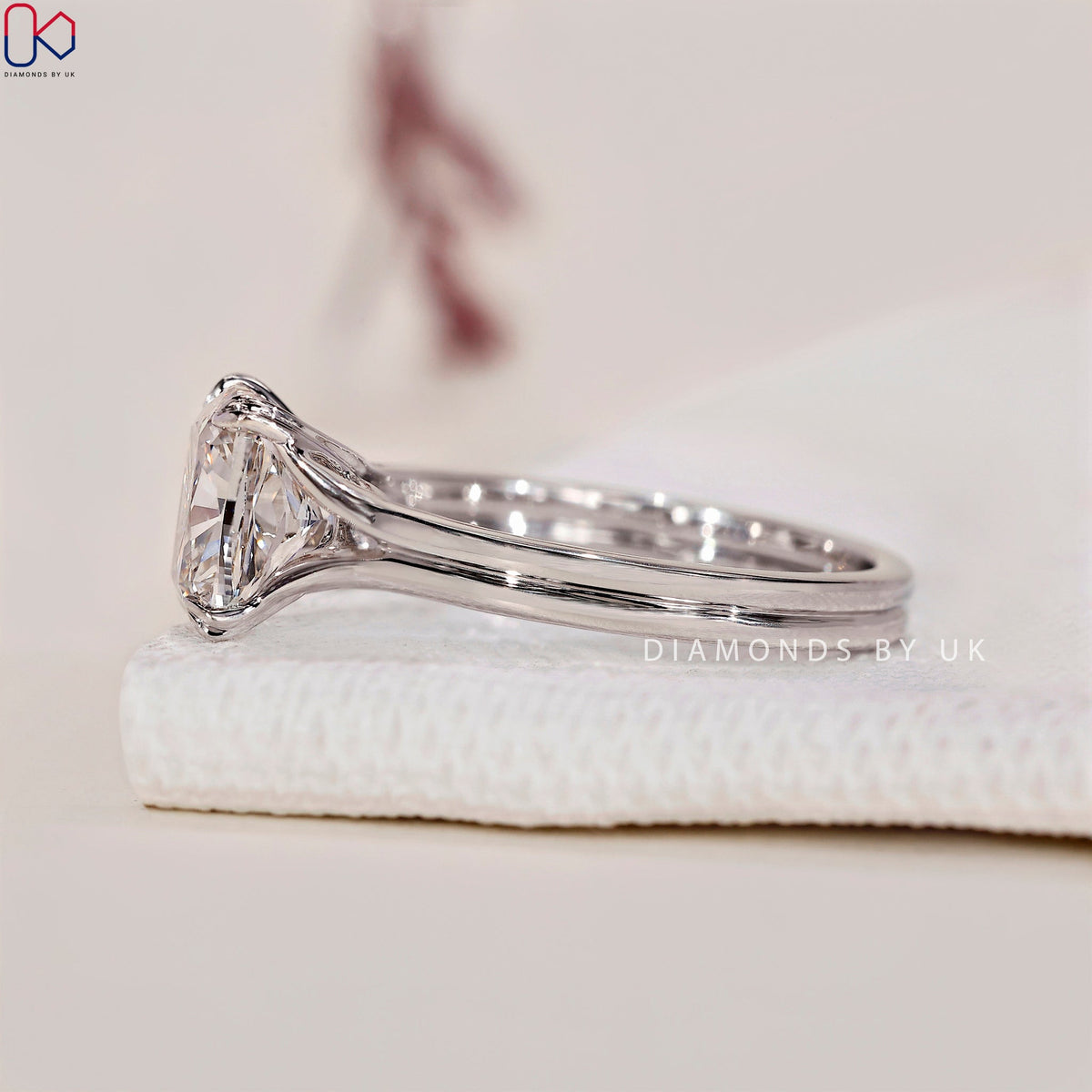 Cushion Cut Diamond Ring With Split Shank Band
