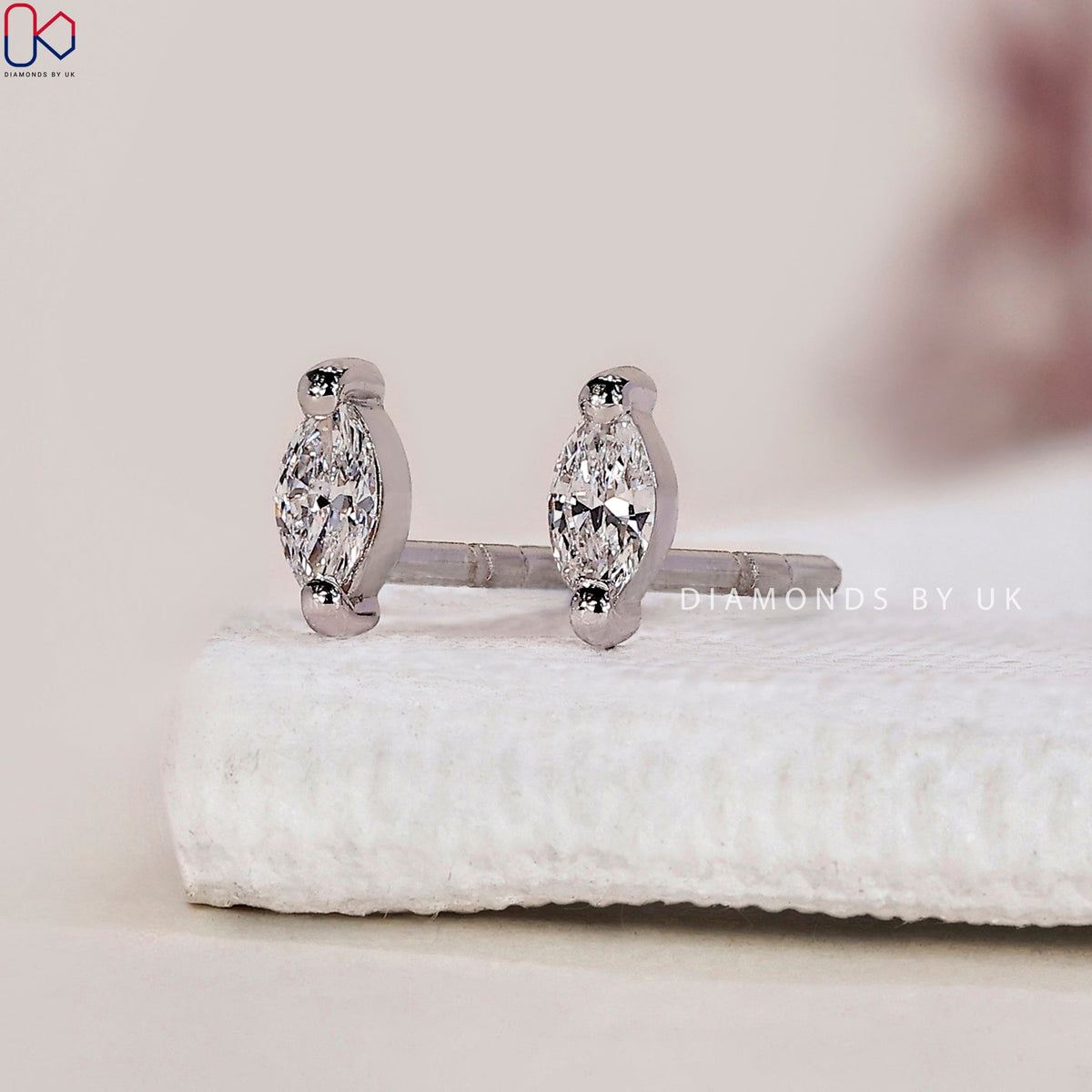 Marquise Diamond Earrings - White Gold