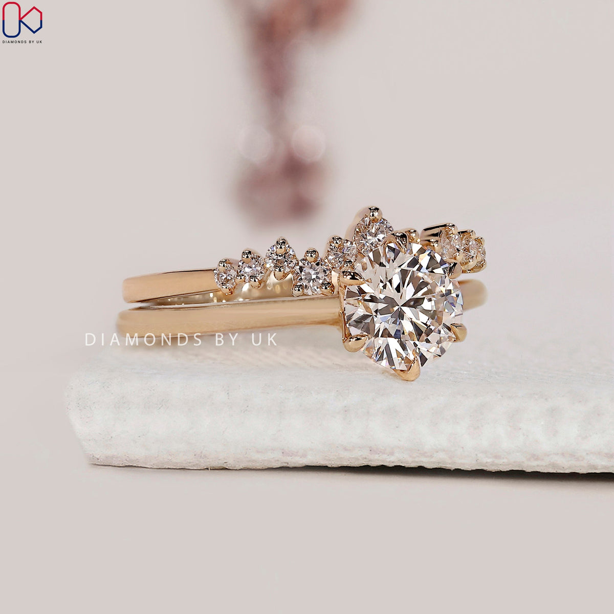 Yellow Gold Solitaire Ring With Wedding Band