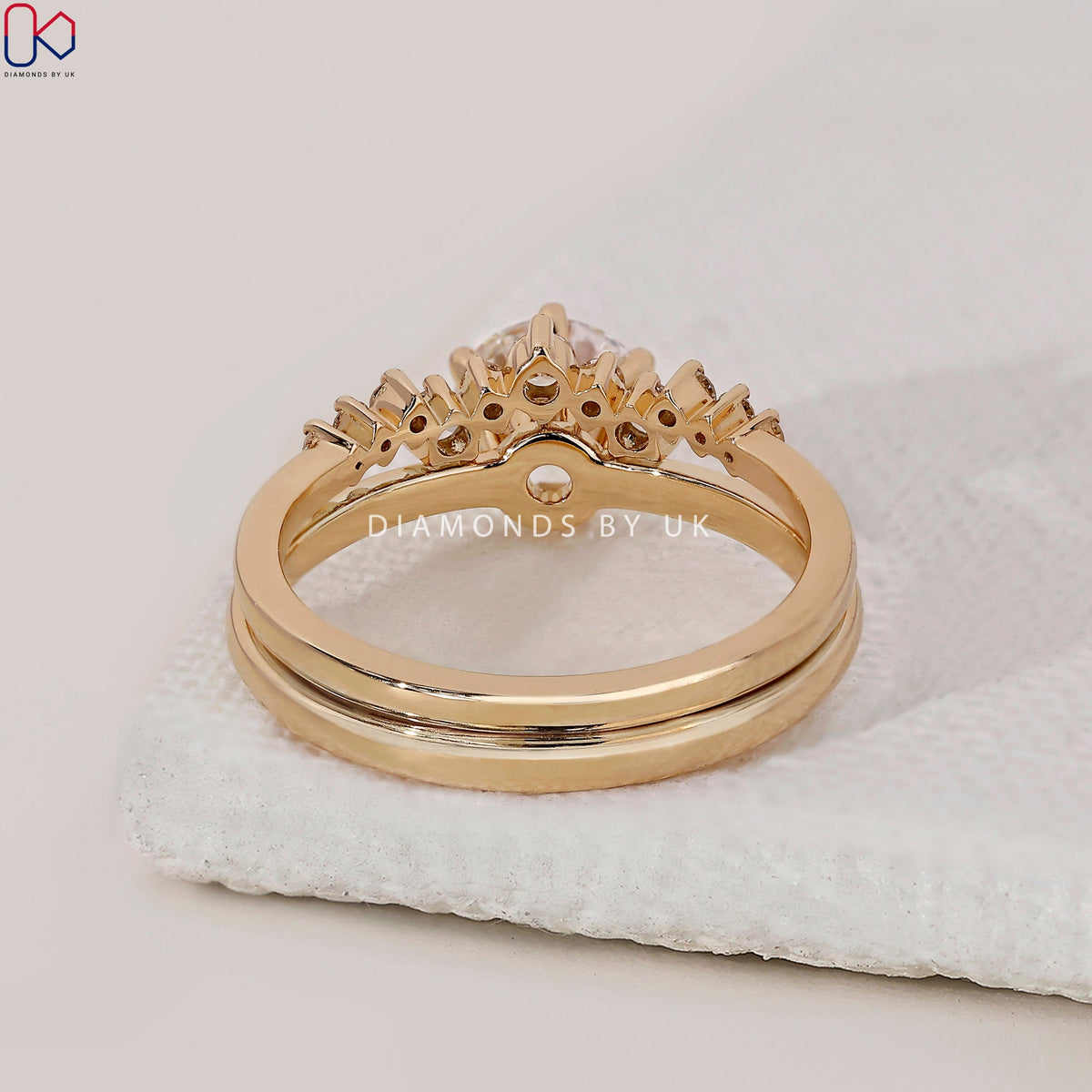 Yellow Gold Solitaire Ring With Wedding Band