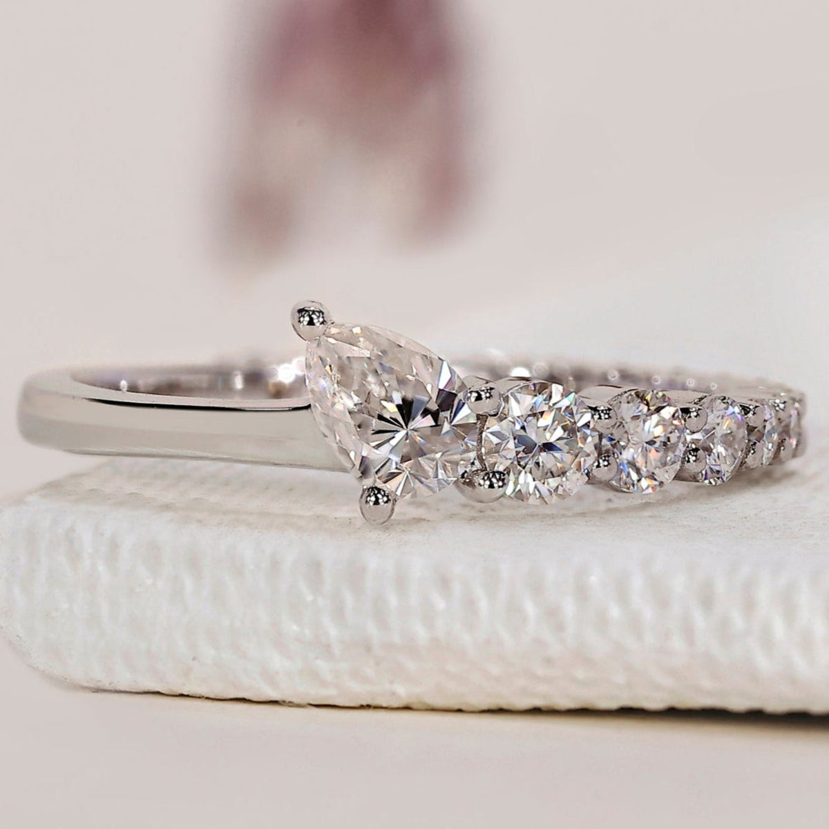 Half Eternity Pear Diamond Wedding Band