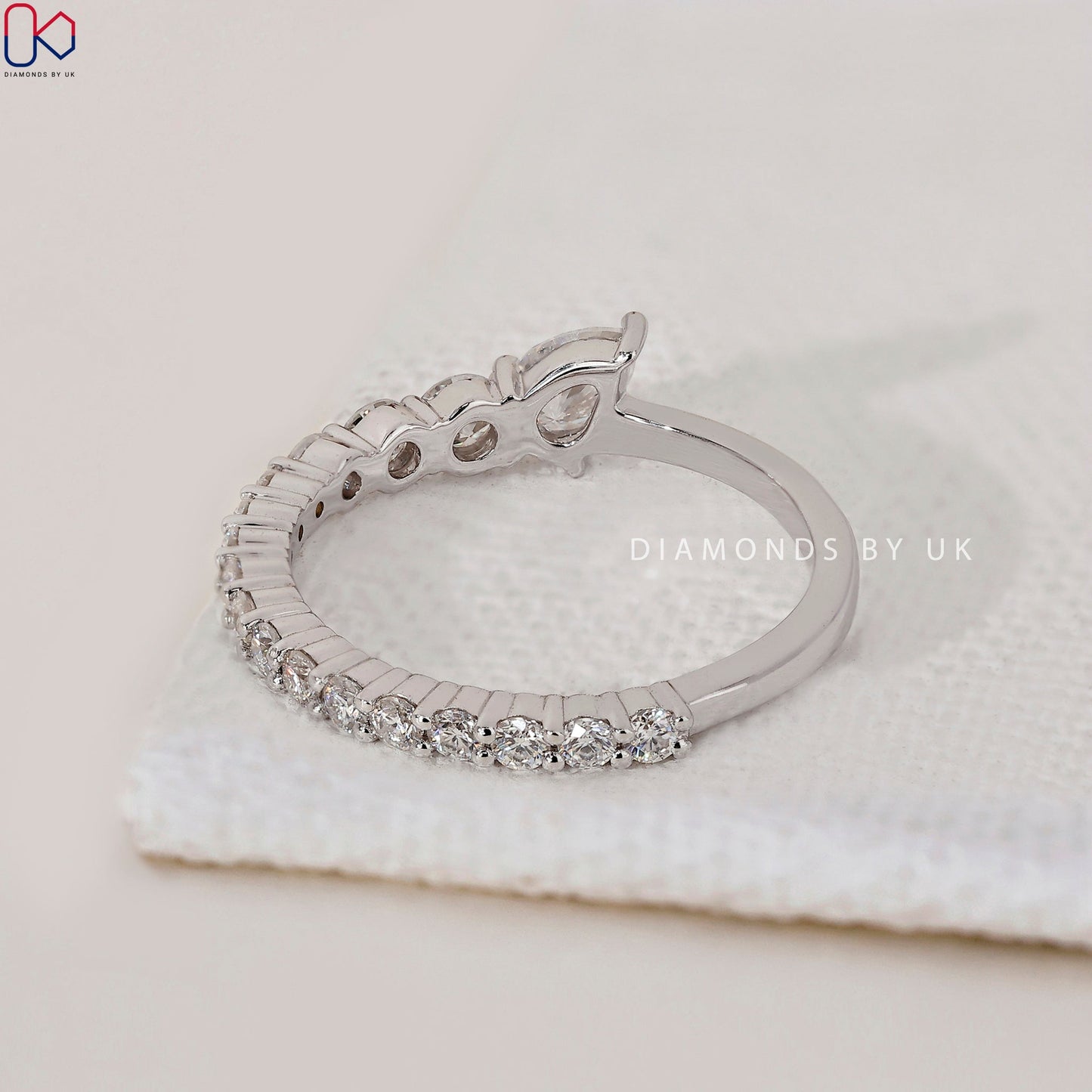 Half Eternity Pear Diamond Wedding Band
