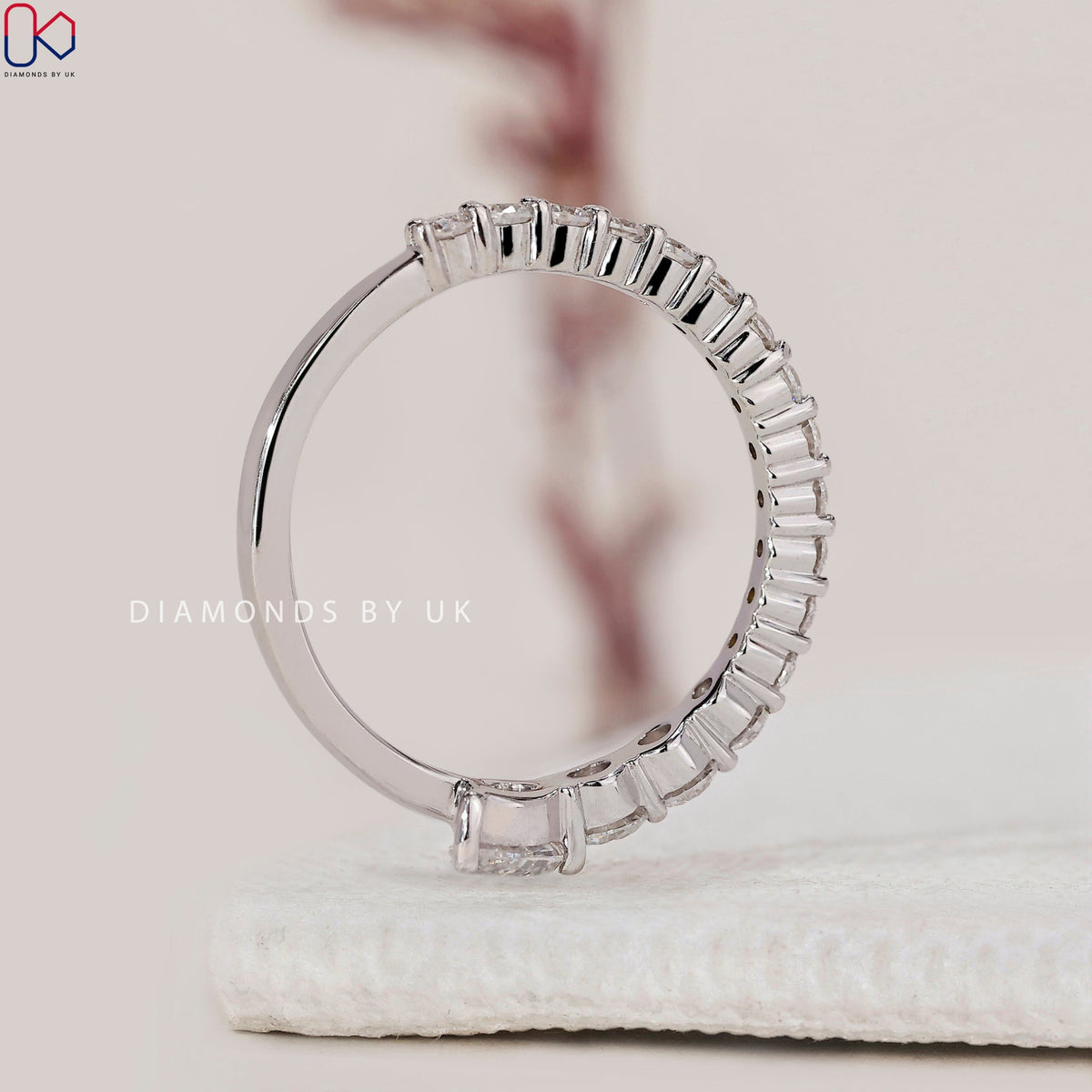 Half Eternity Pear Diamond Wedding Band