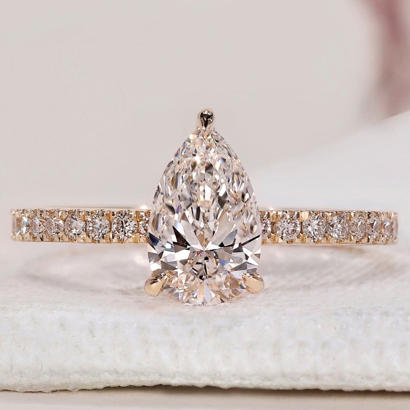 Hidden Halo Pear Cut Engagement Ring