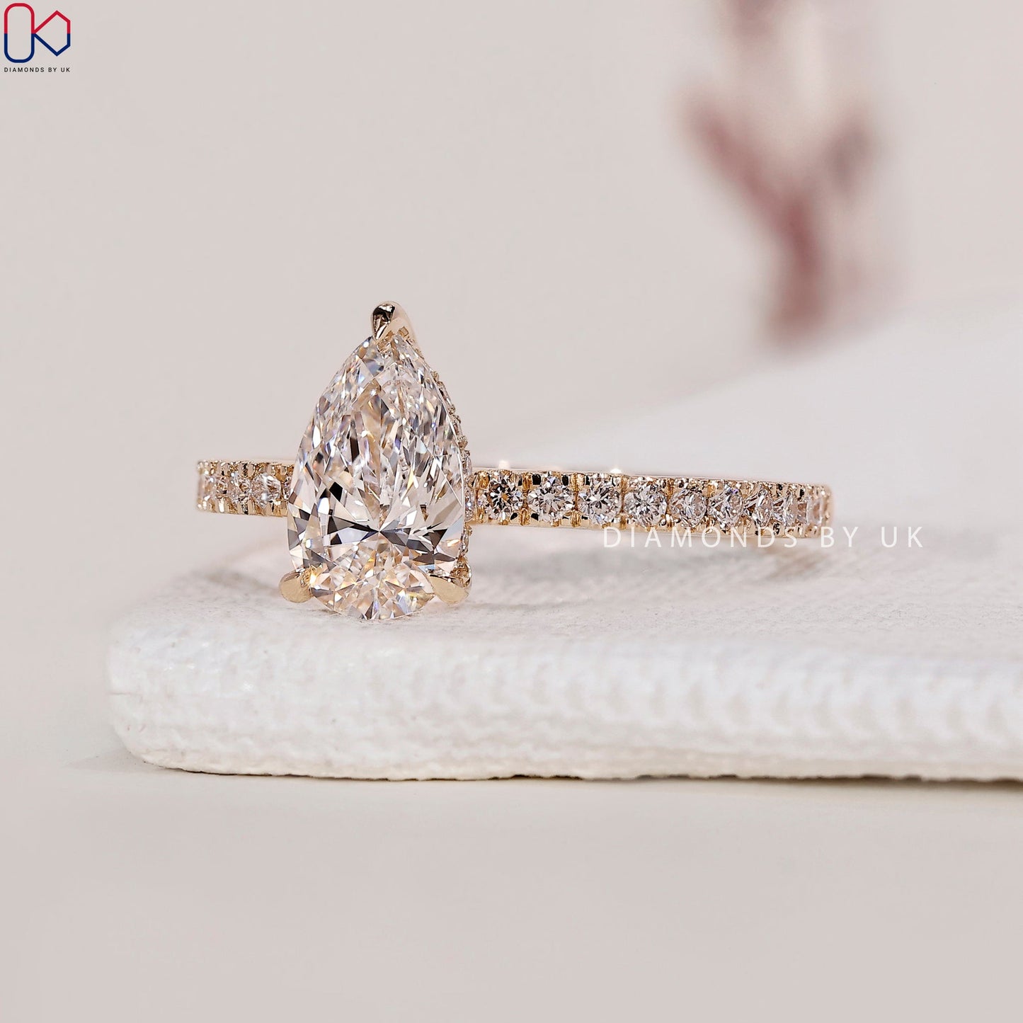 Hidden Halo Pear Cut Engagement Ring
