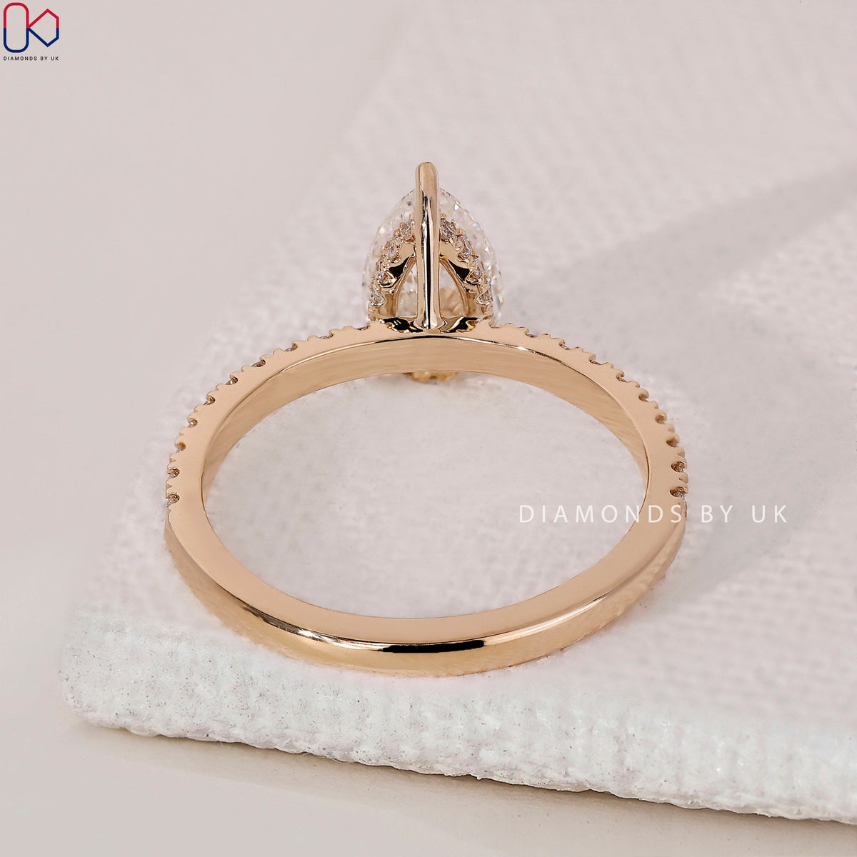 Hidden Halo Pear Cut Engagement Ring