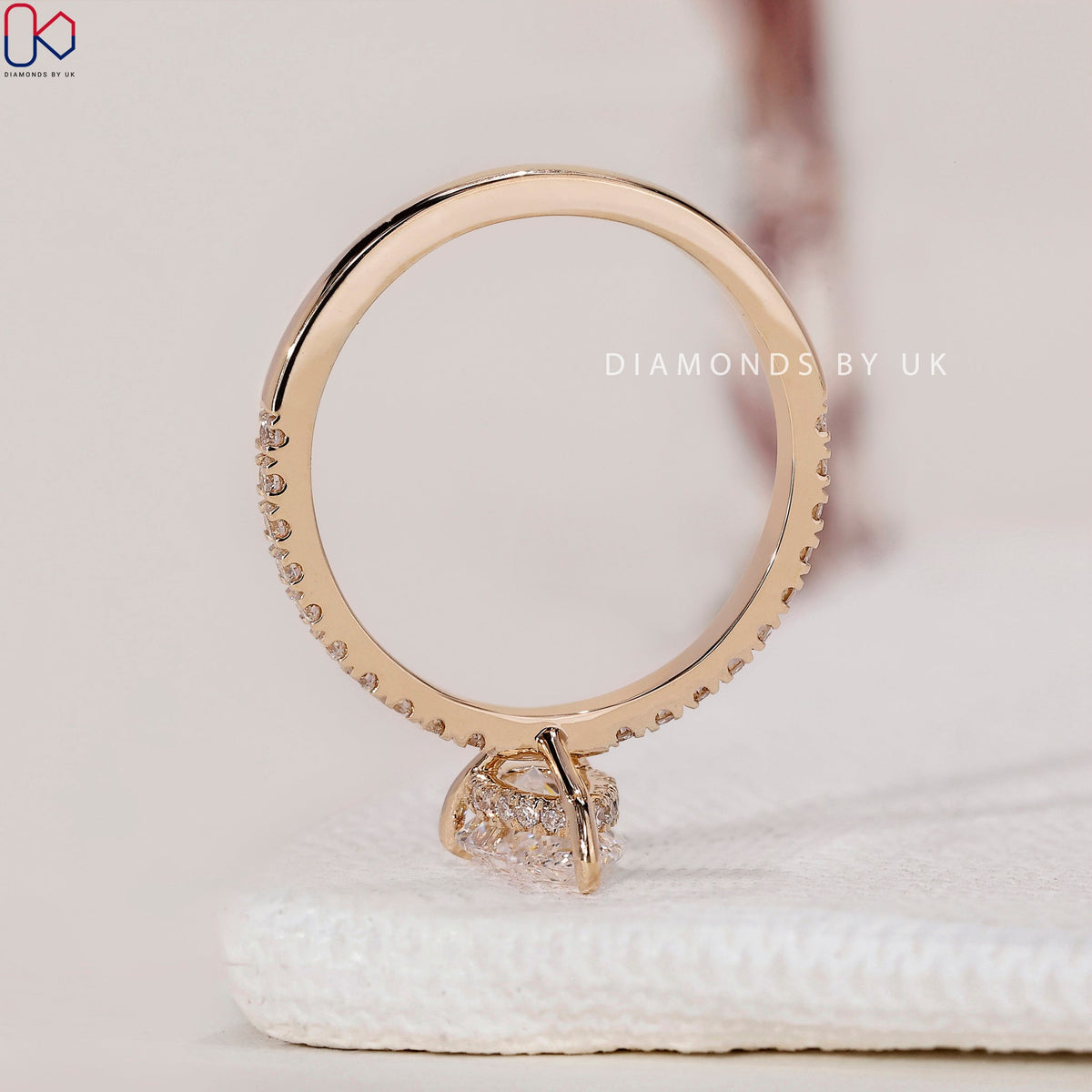 Hidden Halo Pear Cut Engagement Ring