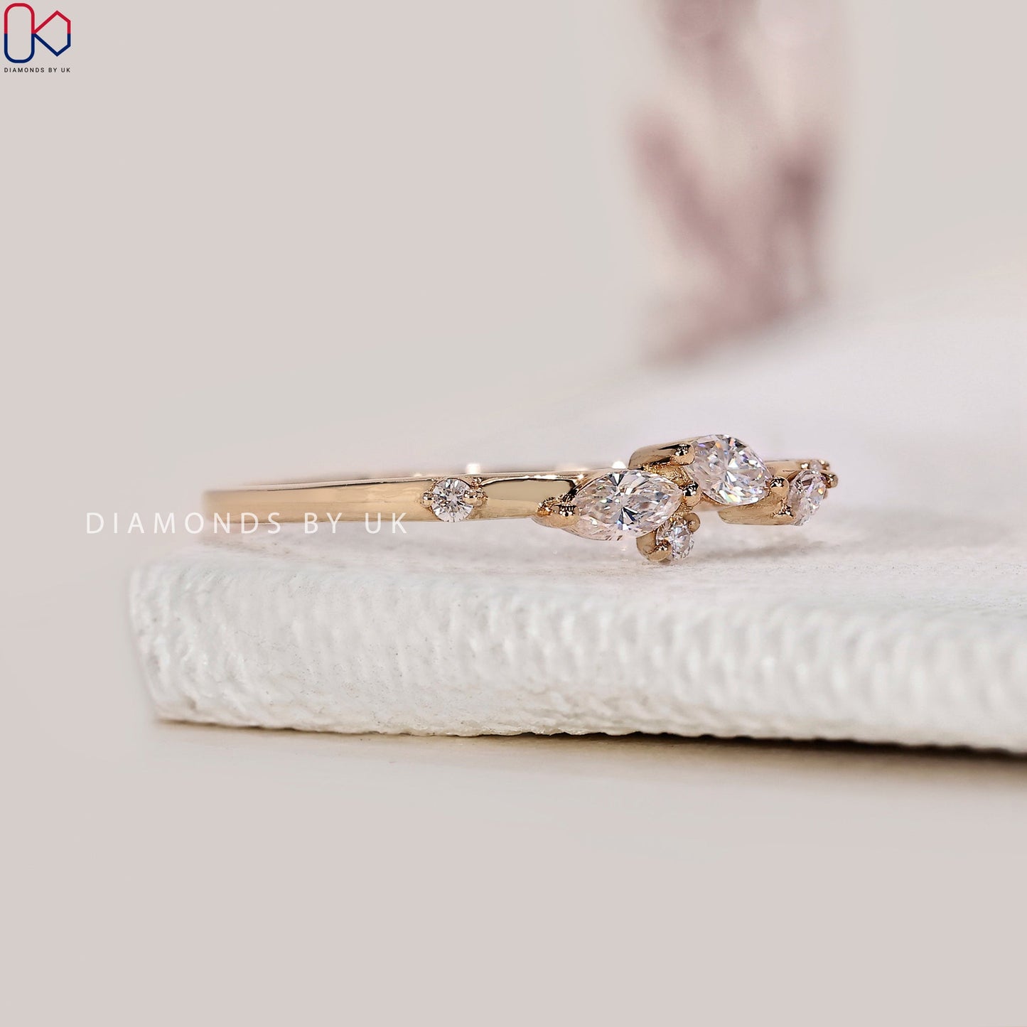 Half Eternity Marquise And Round Wedding Band