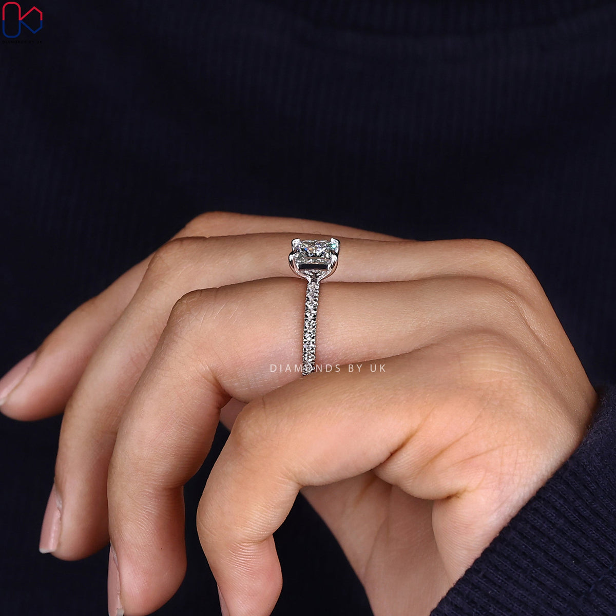 Princess Diamond Ring With Pave Setting