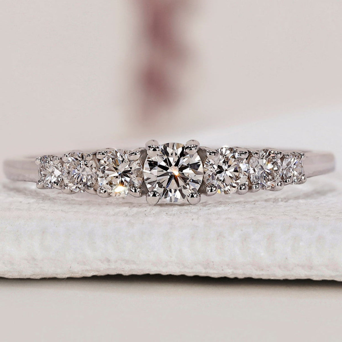 White Gold Diamond Wedding Band – 7 Stone