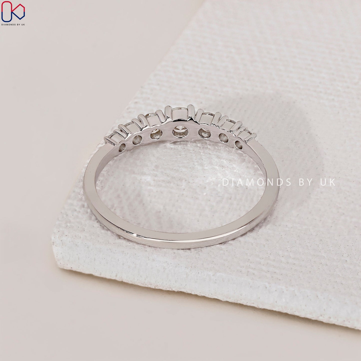 White Gold Diamond Wedding Band – 7 Stone